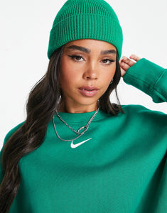 Nike mini swoosh oversized crop sweatshirt green