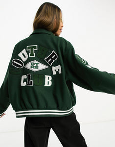The Couture Club varsity collared jacket dark green