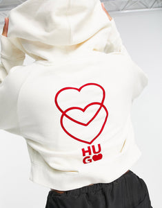 HUGO paris logo hoodie cream