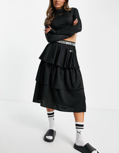 Puma Queen frill tiered skirt black