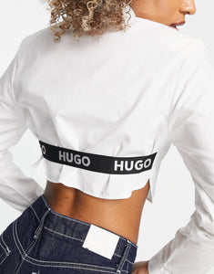 HUGO Ebea cropped shirt white