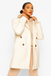 Petite Double Breasted Wool Look Coat