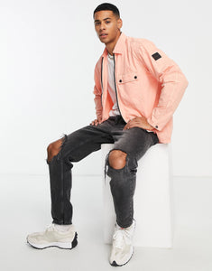 Boss Lool zip through overshirt pink