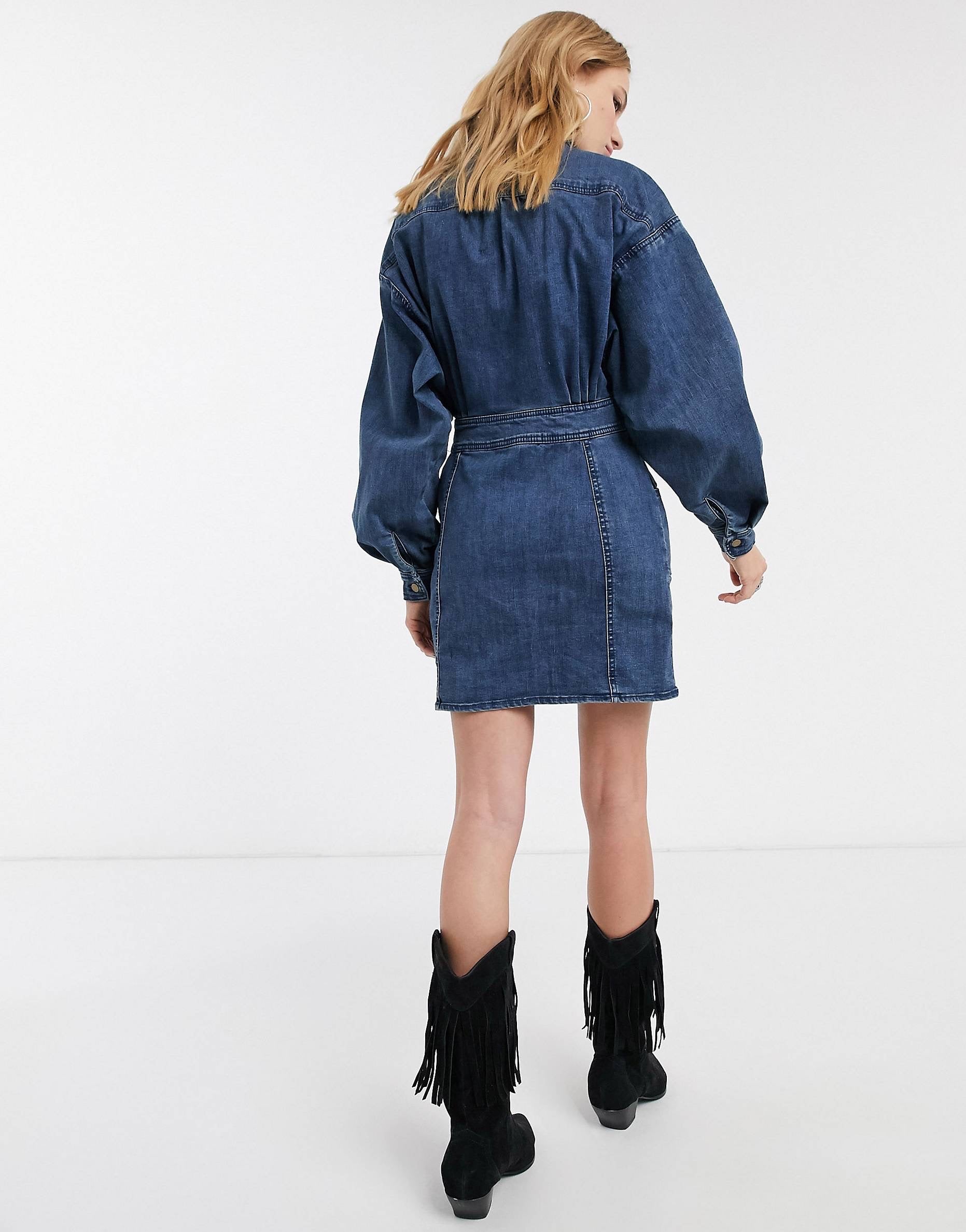 Fustan DENIM - in blue