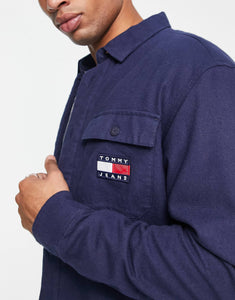 Tommy Jeans sherpa lined overshirt navy