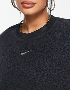 Nike plush crop crew sweat black