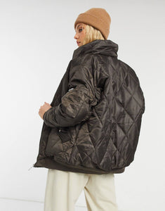 Hero quilted oversized Bomber jacket brown