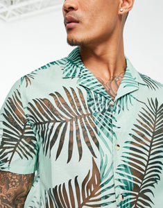 Relaxed shirt palm green