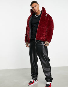 Karl Kani puffer jacket burgundy