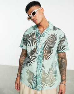 Relaxed shirt palm green