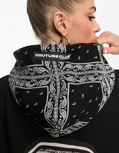 The Couture Club oversized hoodie pasiley black