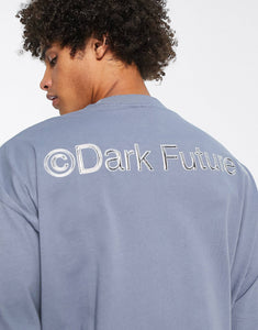 Dark Future oversized t-shirt metal effect 3D logo  slate blue