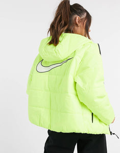 Nike padded jacket swoosh in neon yellow