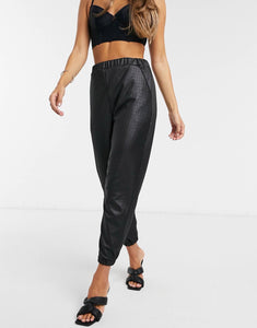 Crocodile pu Jogger - Black