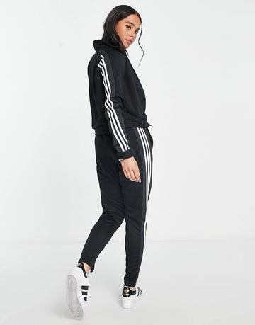 adidas 3 Stripe tracksuit black