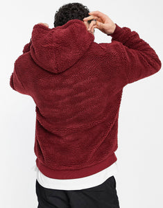 Karl Kani teddy hoodie burgundy