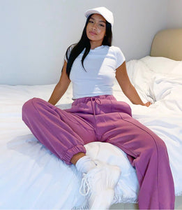 Petite oversized jogger berry