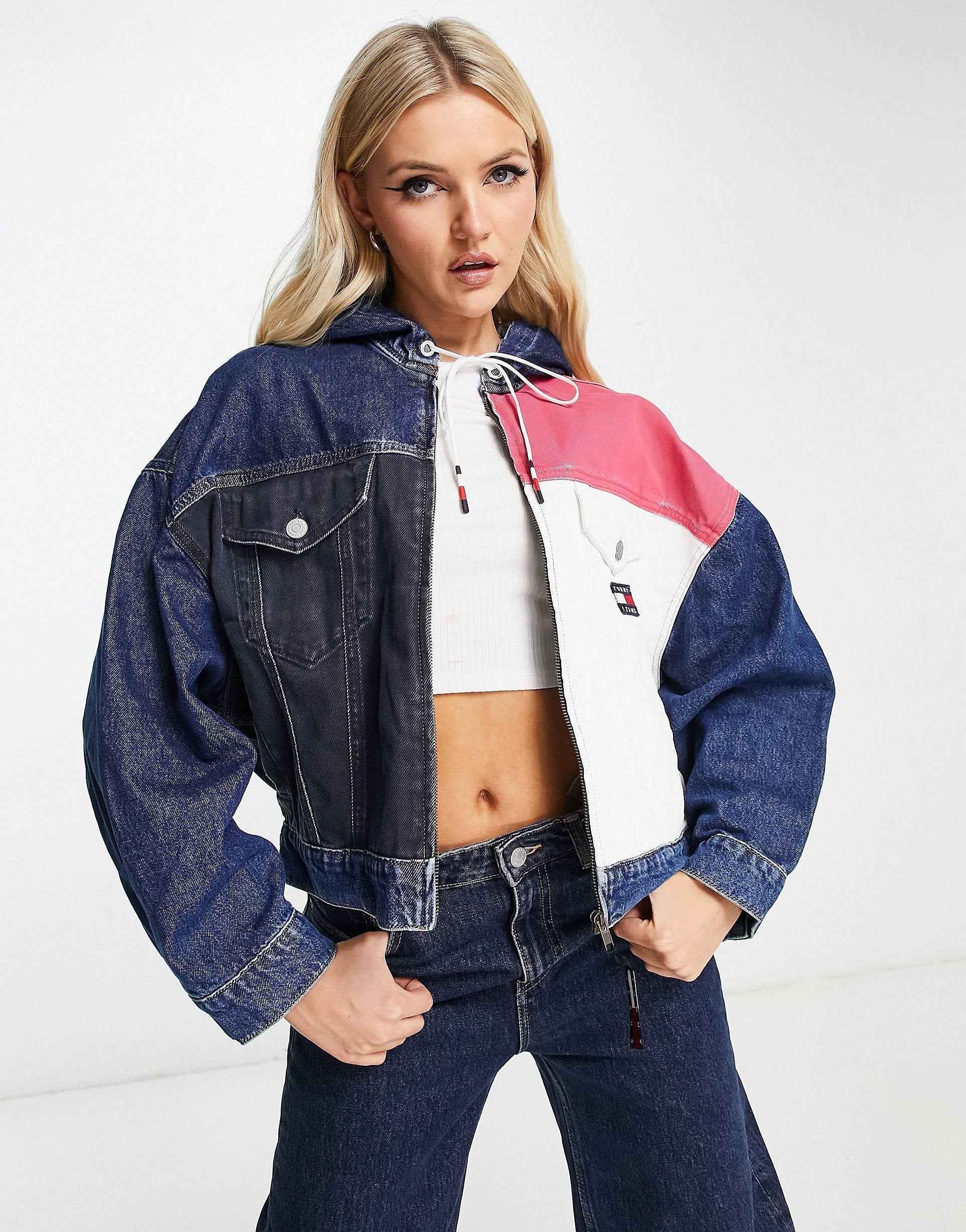 Tommy Jeans oversized hooded denim jacket multi