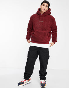 Karl Kani teddy hoodie burgundy