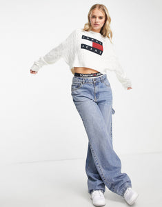 Tommy Jeans boxy flag jumper white