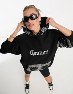 The Couture Club oversized hoodie pasiley black