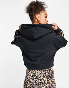 adidas Originals cropped hoodie leopard black