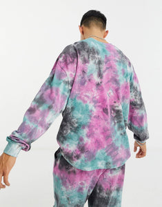 Co-ord oversized tracksuit in tie dye pique