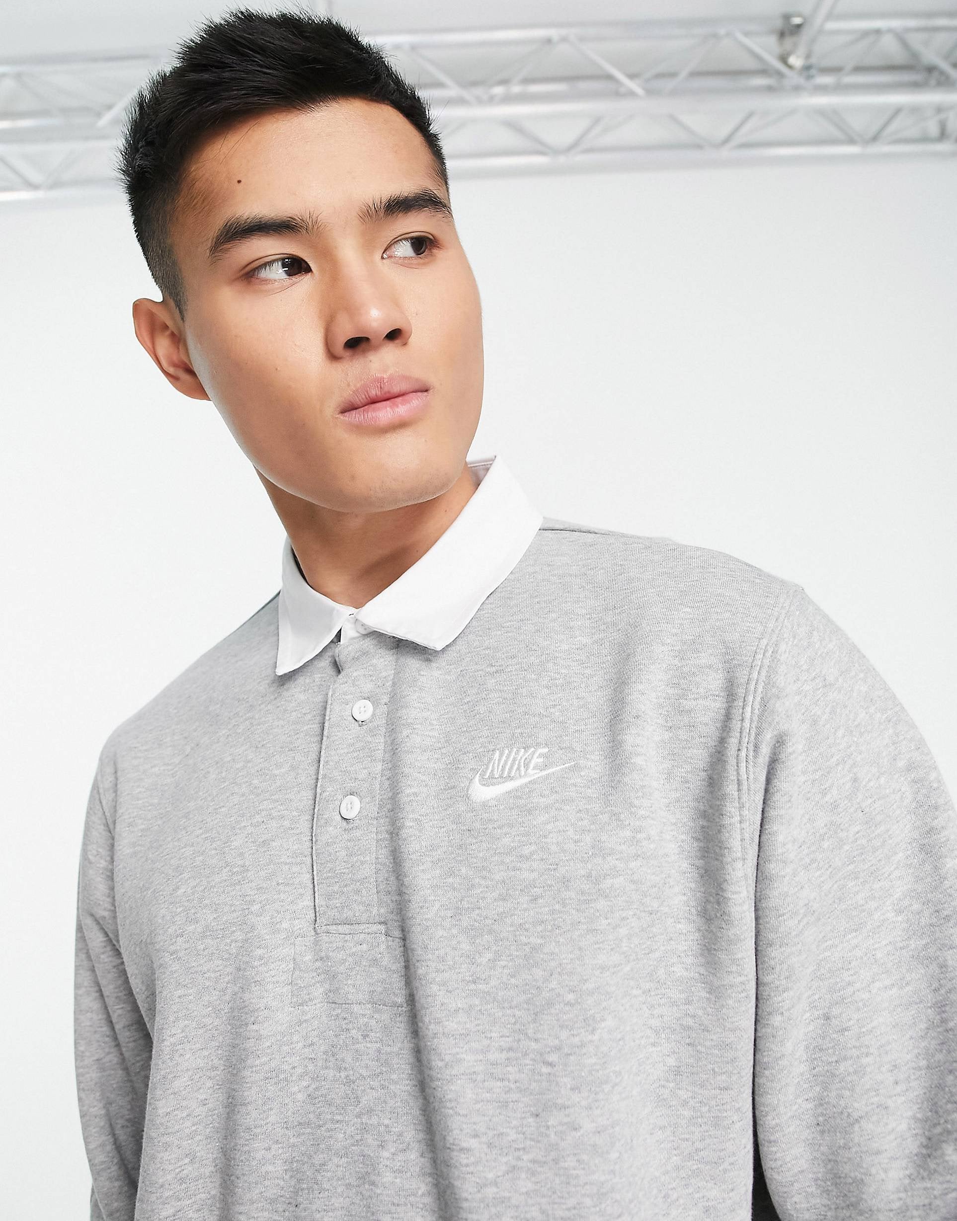 Nike Club long sleeve polo top grey