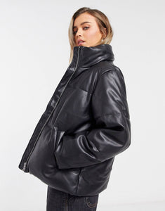 New Look Faux leather - Puffer jacket