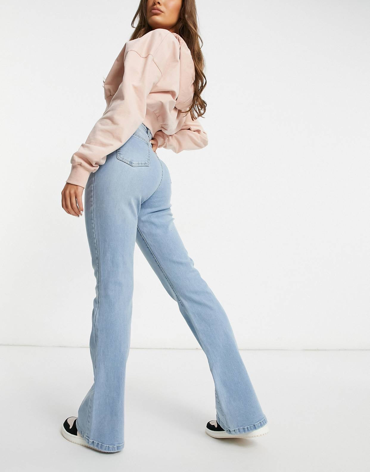 I Saw It First flare jean in washed blue