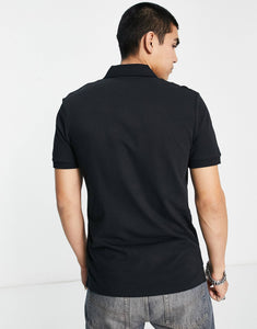 HUGO Dereso slim fit gold logo polo shirt black