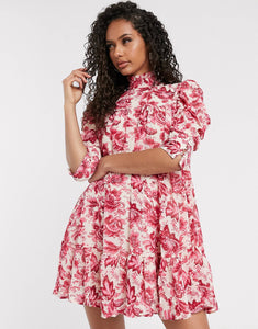 Fustan Boohoo - Red Floral