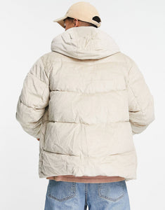 Puffer jacket hood beige