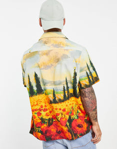 Relaxed revere shirt scenic print