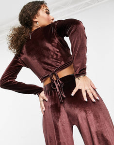 Fashionkilla exclusive velour co-ord in chocolate