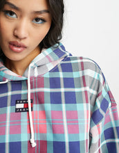 Load image into Gallery viewer, Tommy Jeans logo crop hoodie tartan