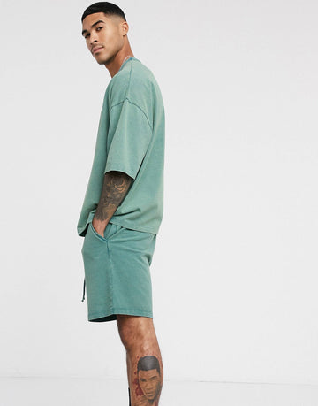 Set Co-ord Green Acid Wash oversized - Maicë dhe Shorce