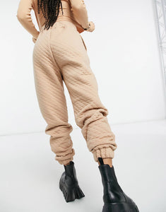 Quilted joggers brown - oversized