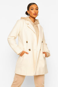 Petite Double Breasted Wool Look Coat