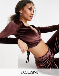 Fashionkilla exclusive velour co-ord in chocolate