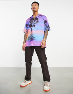 Relaxed revere satin shirt scenic