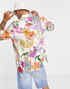 Topman linen shirt greek floral