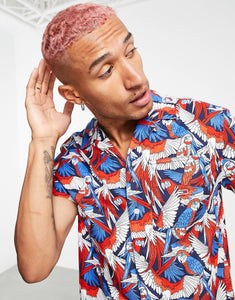 Tommy Jeans all over parrot print shirt red