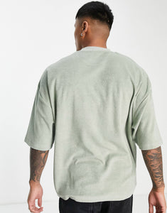 Oversized t-shirt green towelling