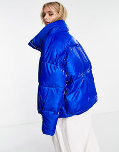 Sixth June oversized puffer jacket iridescent blue