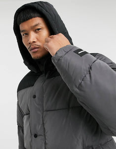 Puffer jacket panel in charcoal