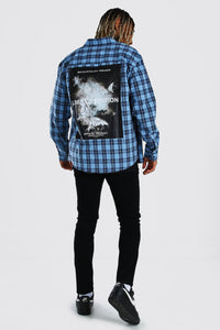 Oversized Check Shirt Blue