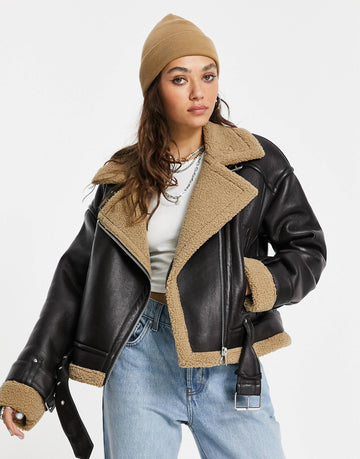Topshop faux jacket brown