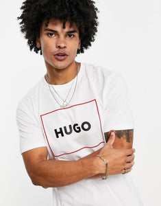 HUGO Dumex box outline logo t-shirt white