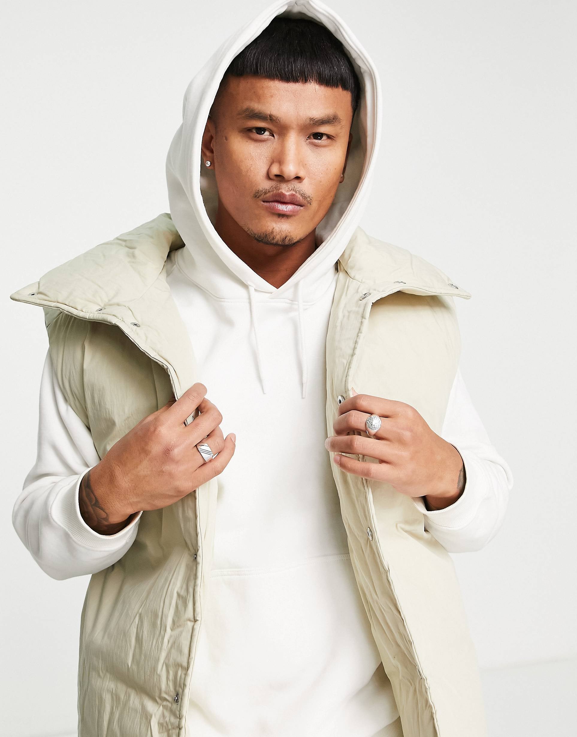 Puffer gilet oversized ecru